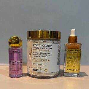 TRULY Skincare Trio with Shave Butter, Lip Oil, and Firming Boob & Belly Serum